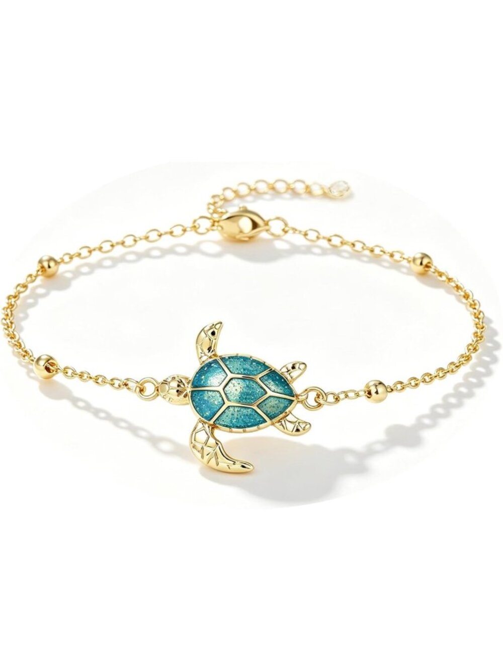 Ocean-Inspired Adjustable Anklets - 14K Gold Plated Dolphin, Palm Tree & Anchor